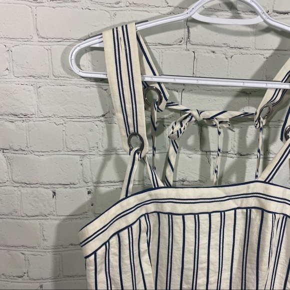 MILLY Apron Dress Cream With Navy Pinstripes 6 - Picture 5 of 14